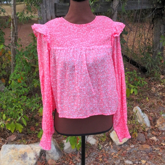 Billabong x Wrangler Coral Floral Print Round Neckline w/ Keyhole Closure NWT - Picture 1 of 16